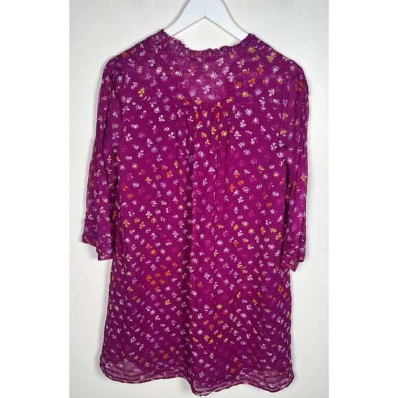 Diane von Furstenberg DVF Size 0 Pink Laya 100% Silk Chiffon Button Tunic Dress - Picture 3 of 11